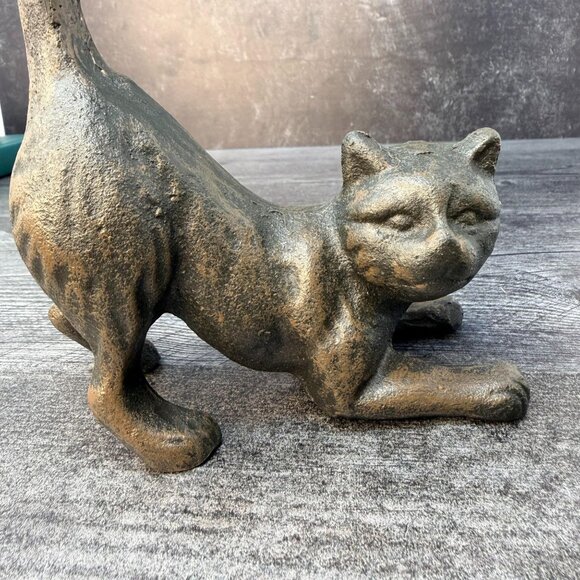 Cast Iron Stretching Cat String Holder Vintage Style Farmhouse Decor - Picture 9 of 9